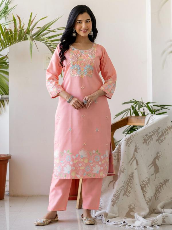 VP 9903 P Women’s Vertican Silk Straight Kurta Pent Dupatta Sets with Beads Work | 3pcs Ethnic Set